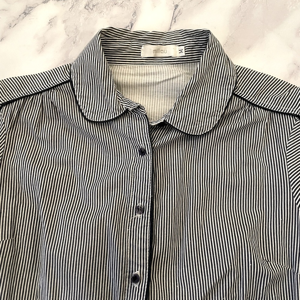 Millau (LF) thin striped button up short-sleeved top